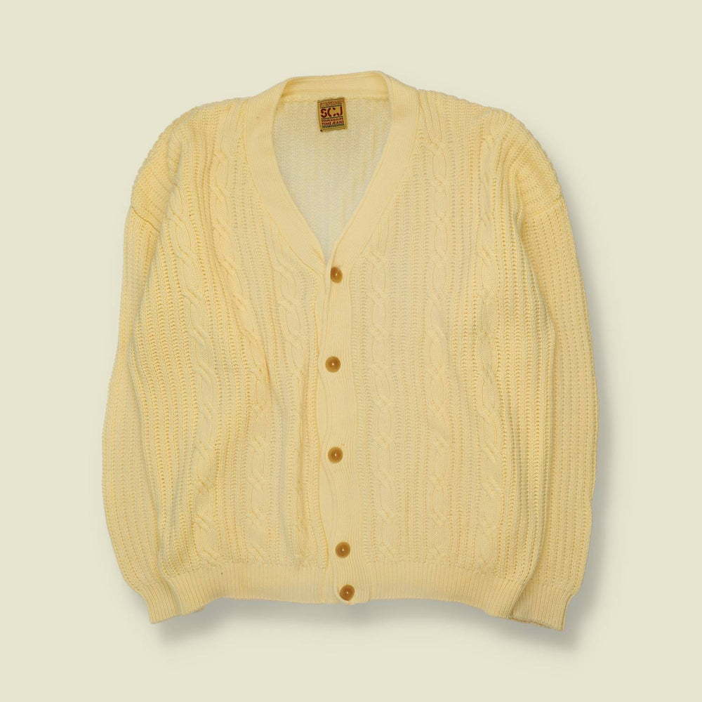 1980s | Cardigan | Yellow - 3XL