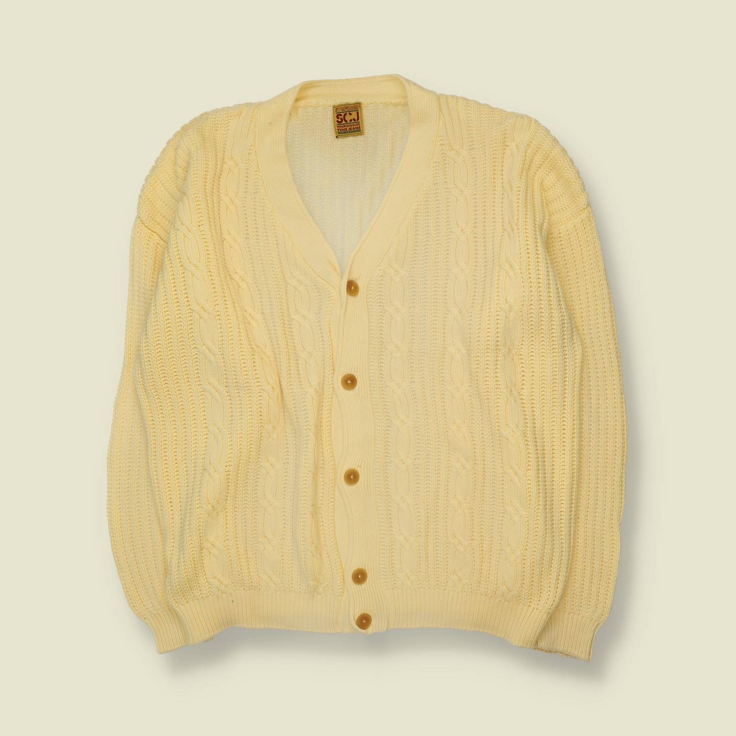 1980s | Cardigan | Yellow - 3XL