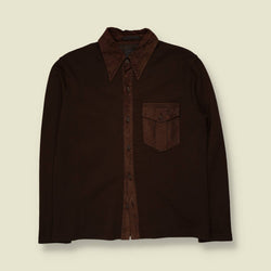 1990s | Wool Acrylic Blend Shirt | Brown - M