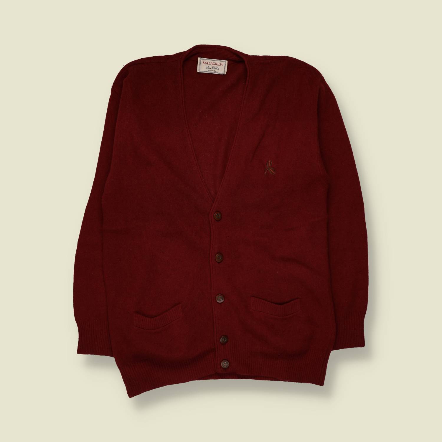 1980s | Malagrida | Cardigan | Burgundy - XXL