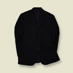 1990s | Three-Button Suit | Navy Pinstripe - M