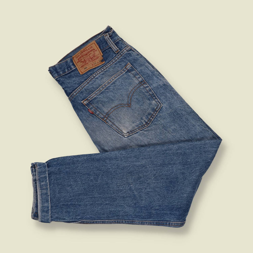 1990s | Levi's 501 | Made in USA | Blue Wash Jeans - 34/34
