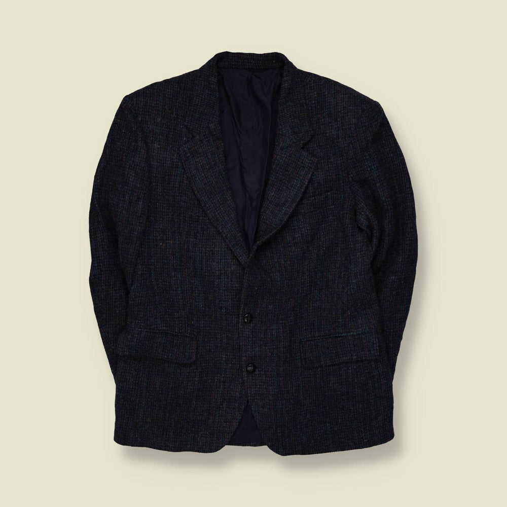 1980s | Harris Tweed | Blazer | Navy Multicolour Check - M