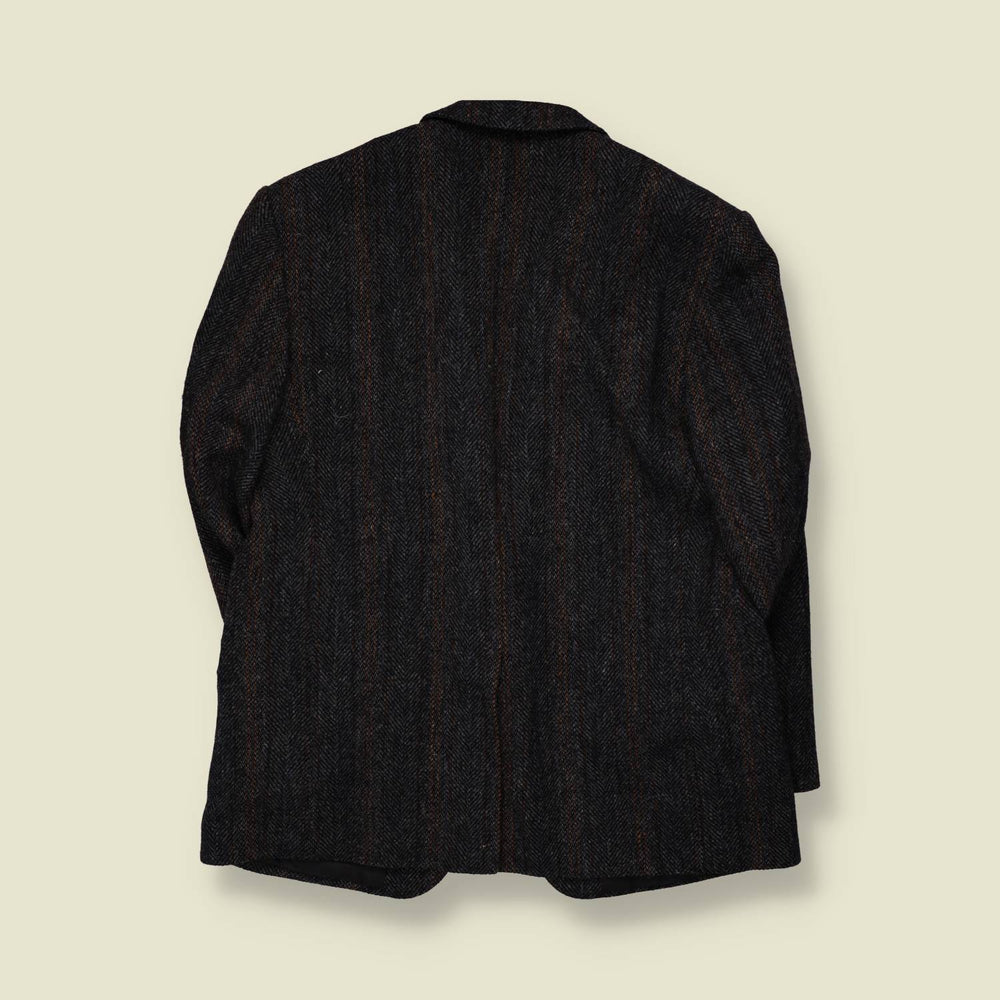 1980s | Harris Tweed | Blazer | Grey Brown Herringbone - L
