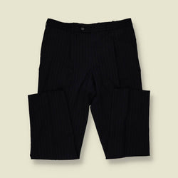 1990s | Three-Button Suit | Navy Pinstripe - M