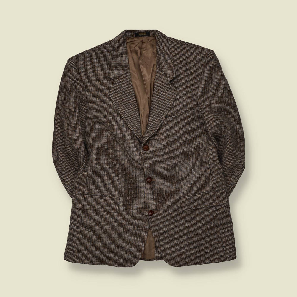 1980s | Harris Tweed | Blazer | Brown Grey Check - L