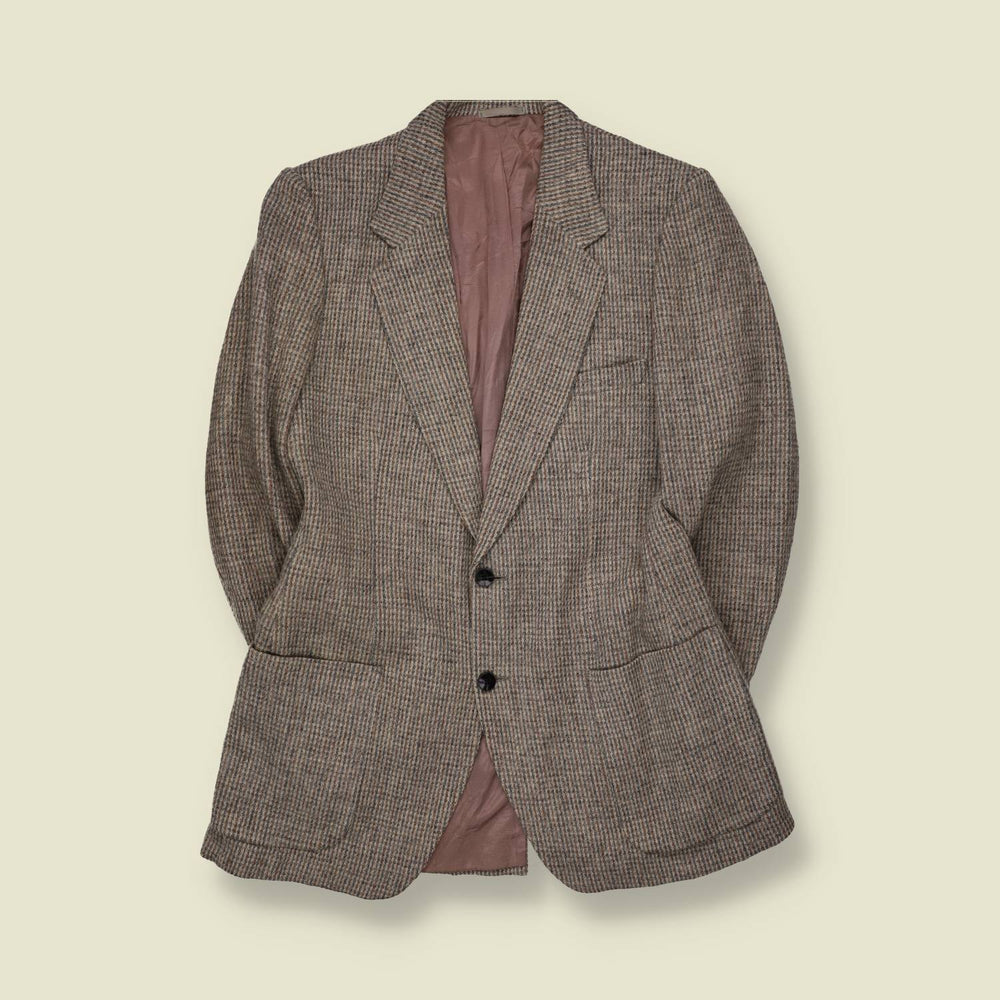 1980s | Harris Tweed | Blazer | Beige Grey Check - S