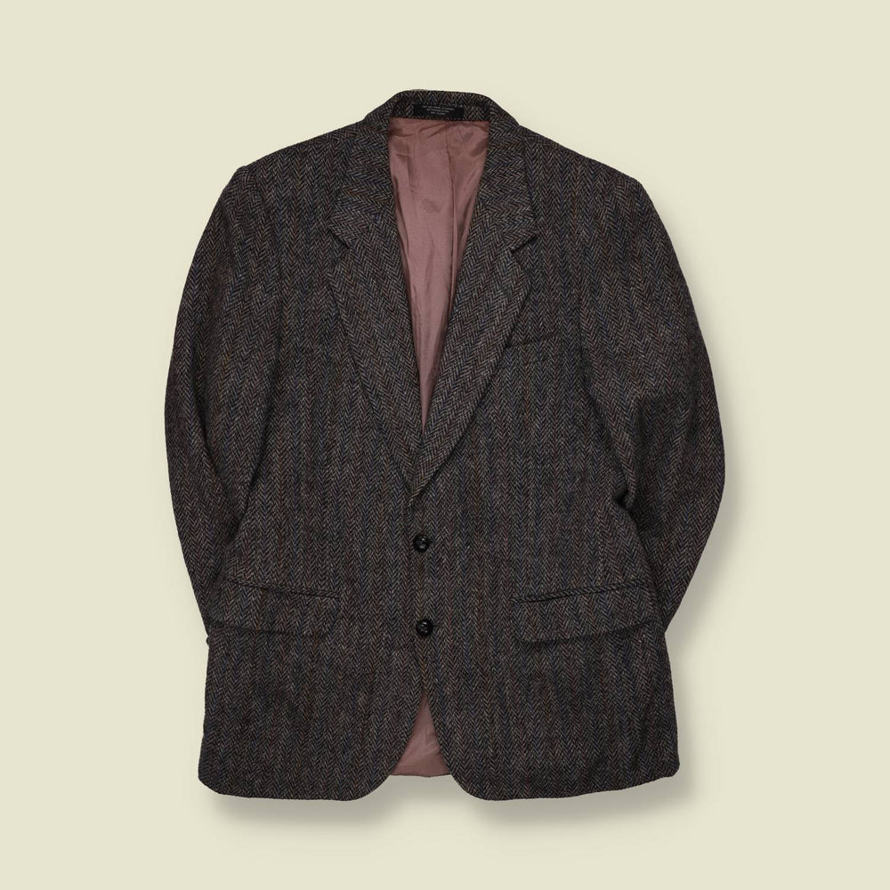 1980s | Harris Tweed | Blazer | Brown Multicolour Herringbone - S