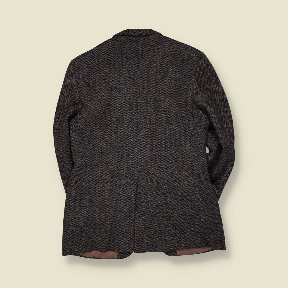 1980s | Harris Tweed | Blazer | Brown Multicolour Herringbone - S