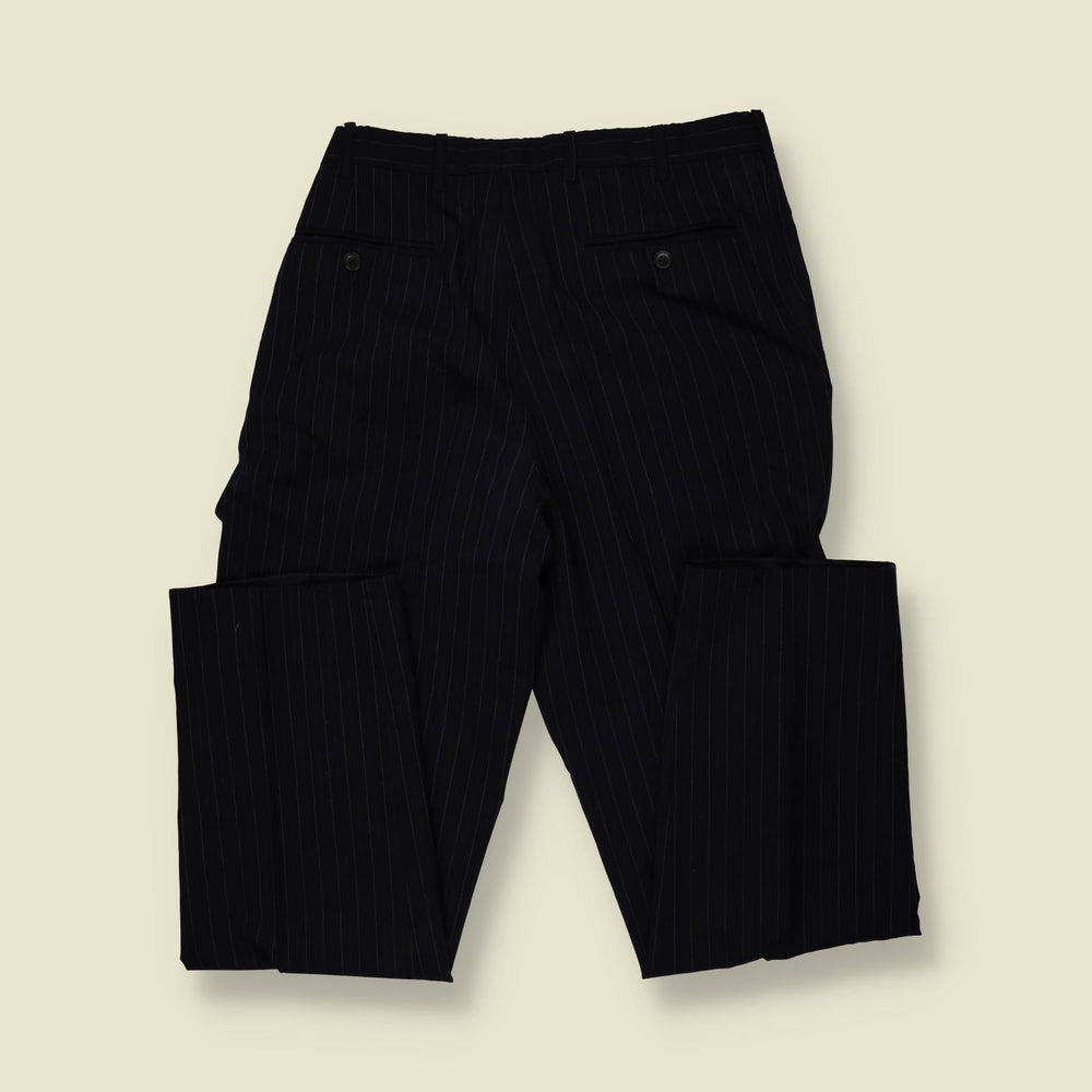 1990s | Three-Button Suit | Navy Pinstripe - M