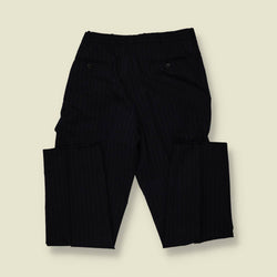 1990s | Three-Button Suit | Navy Pinstripe - M