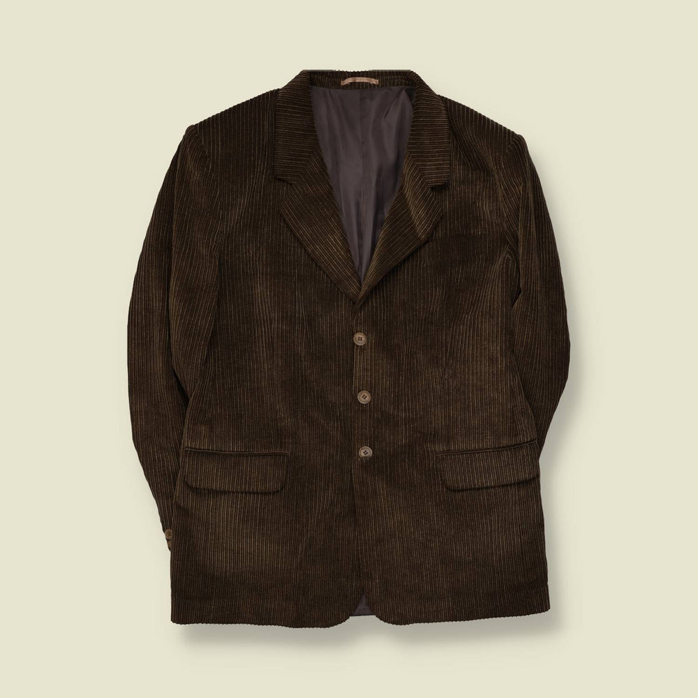 1990s | Corduroy Blazer | Olive Brown - L