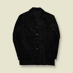 1990s | Four-Button Suit | Black Velvet - S