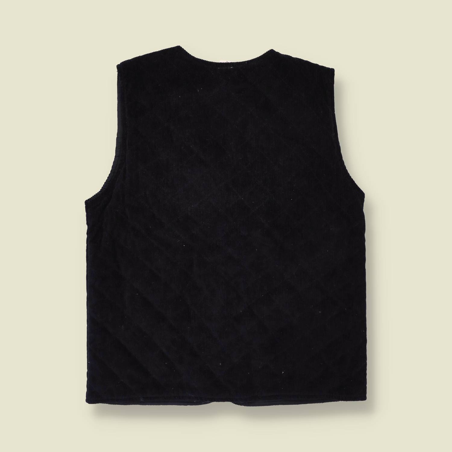 1990s | Padded Corduroy Waistcoat | Navy - L