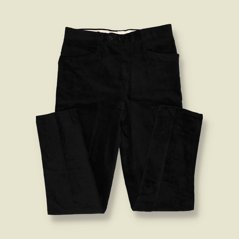 1990s | Four-Button Suit | Black Velvet - S
