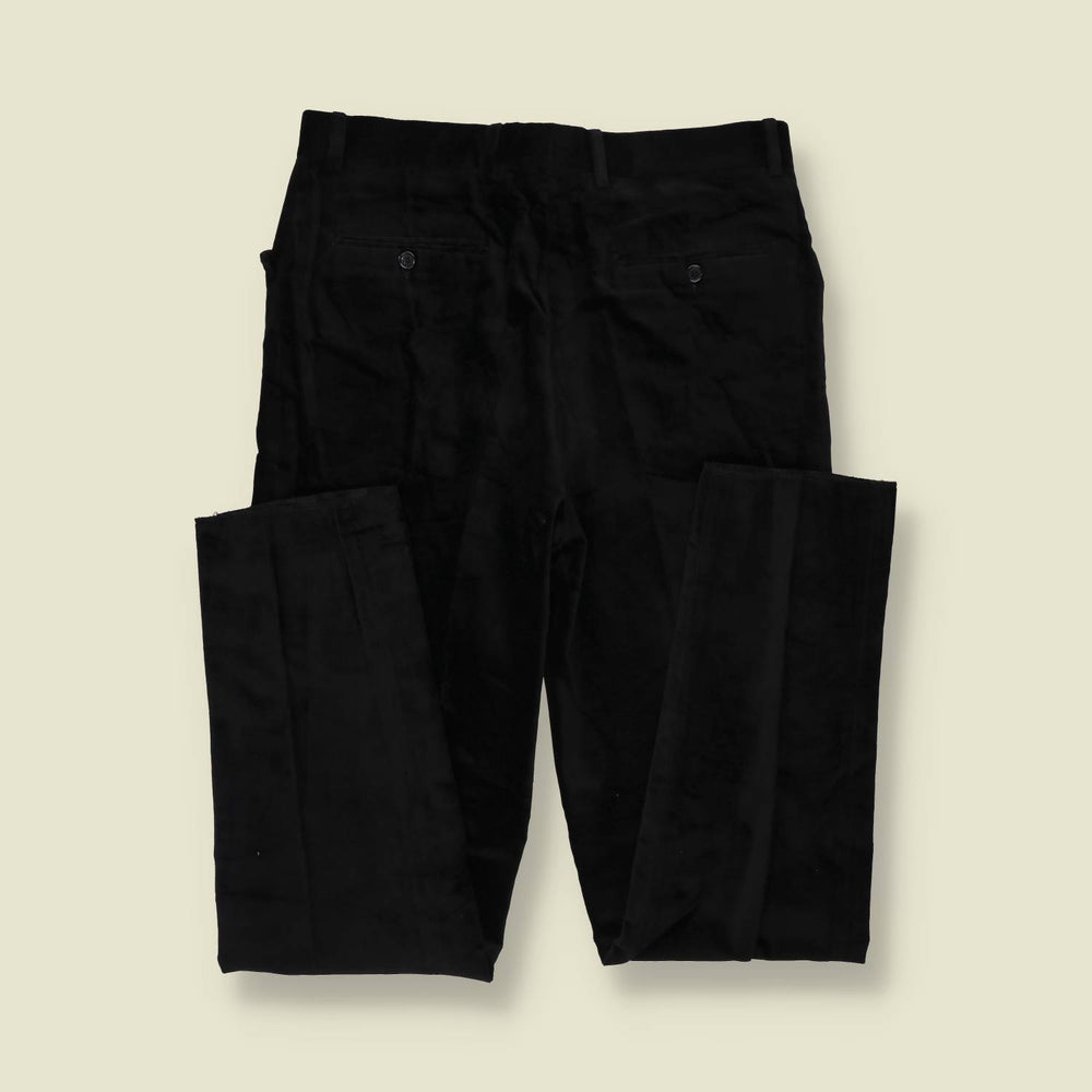 1990s | Four-Button Suit | Black Velvet - S