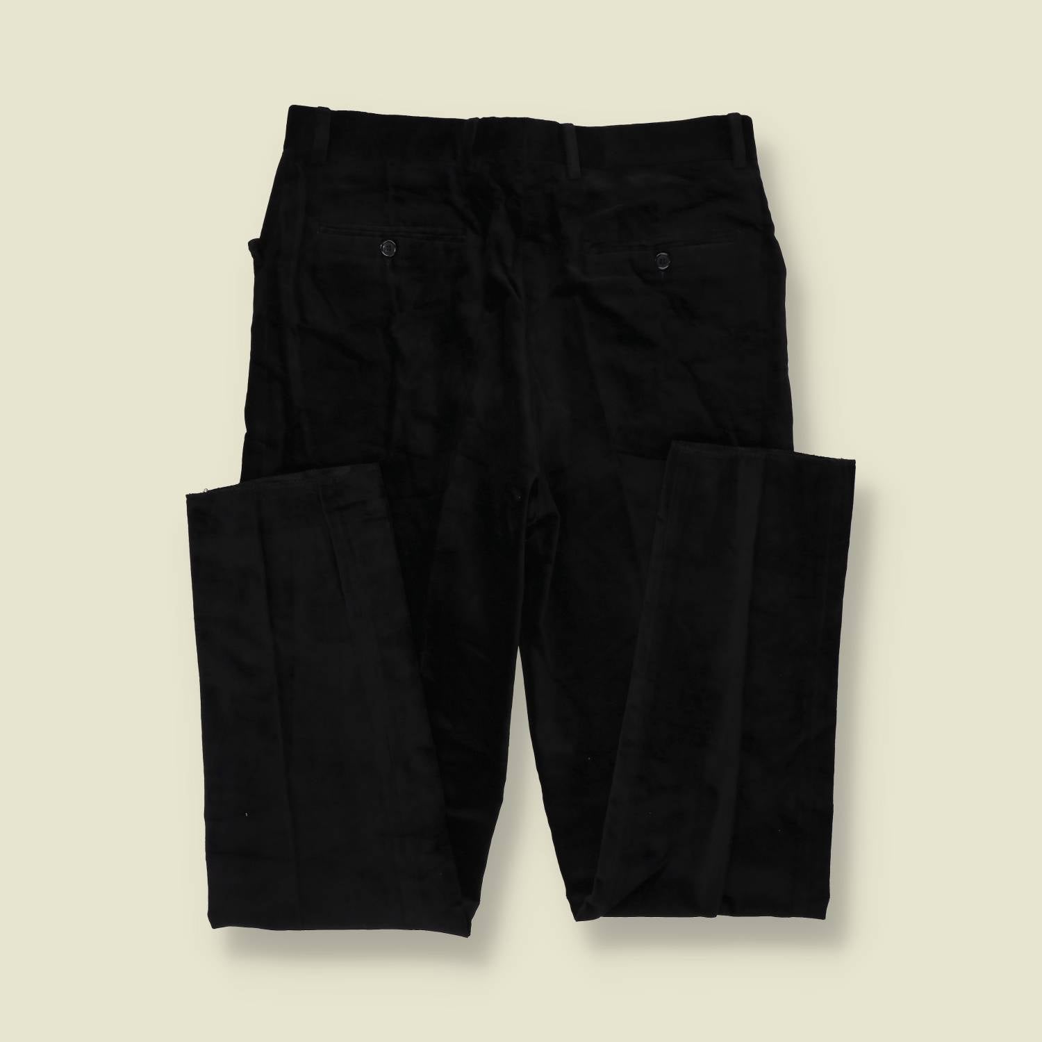 1990s | Four-Button Suit | Black Velvet - S