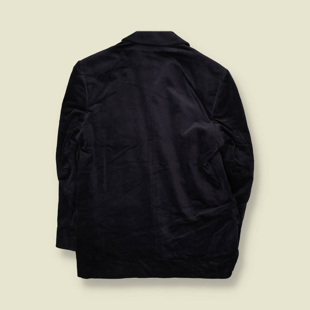 1990s | Four-Button Suit | Grey Velvet - M