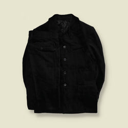 1990s | Four-Button Suit | Black Velvet - S