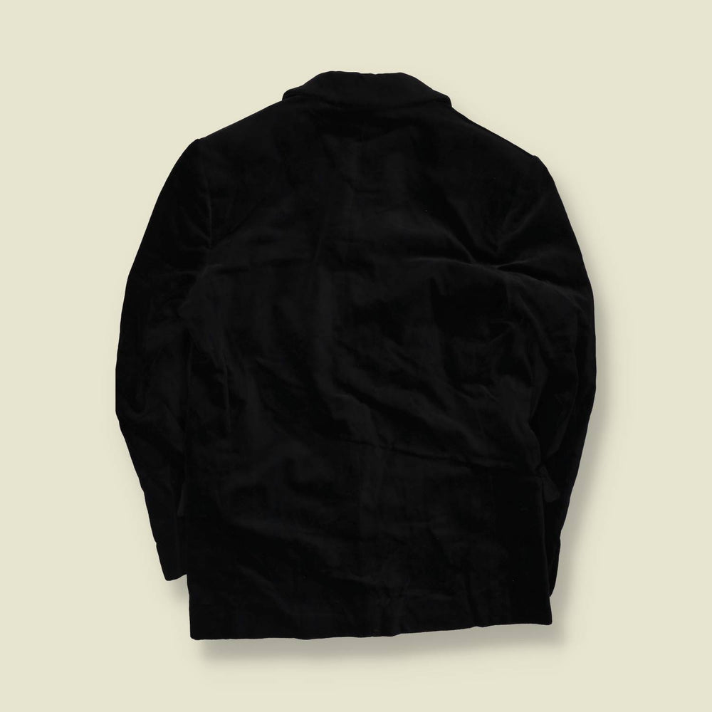 1990s | Four-Button Suit | Black Velvet - S