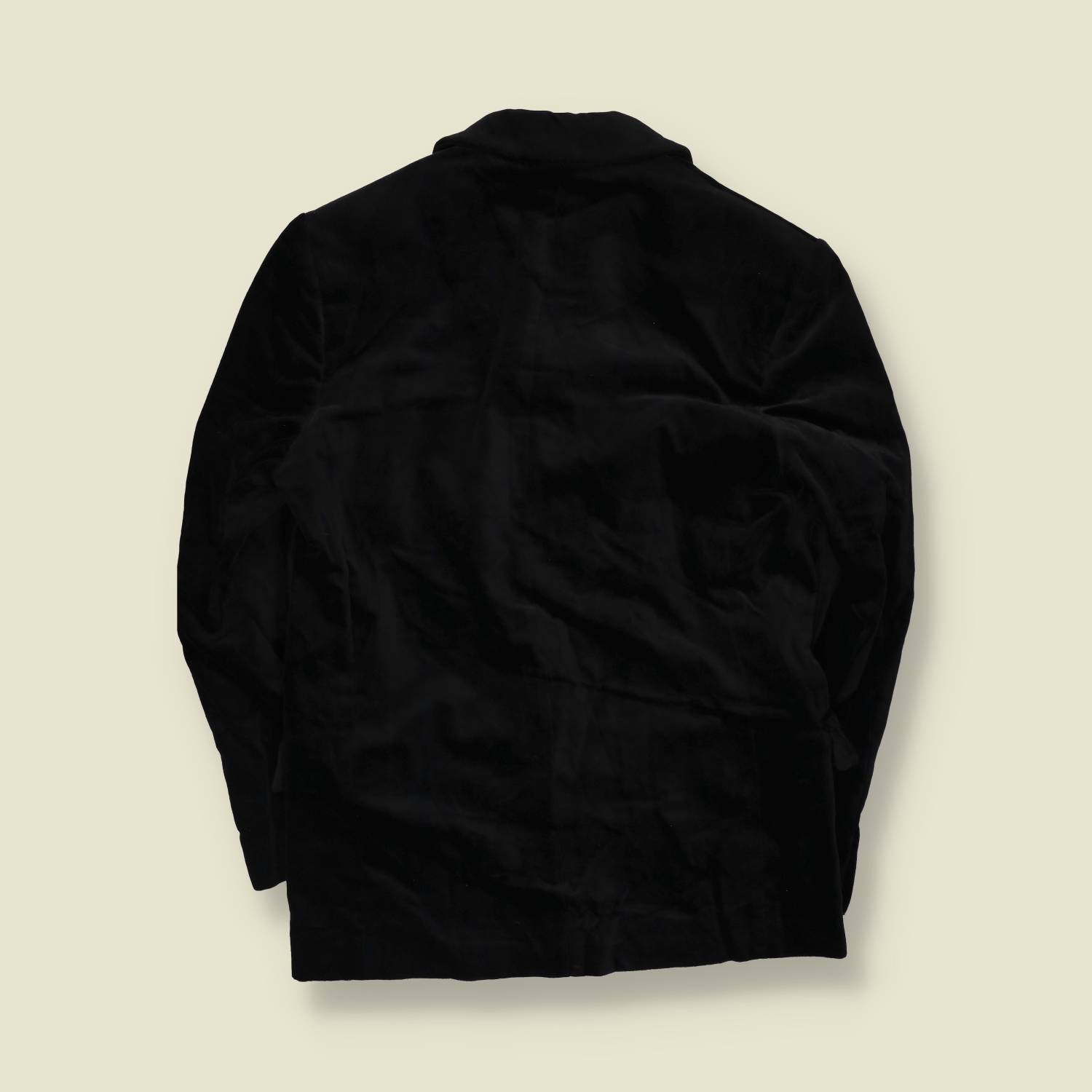 1990s | Four-Button Suit | Black Velvet - S