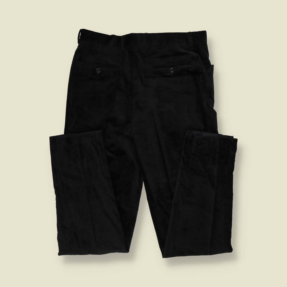 1990s | Four-Button Suit | Black Velvet - S