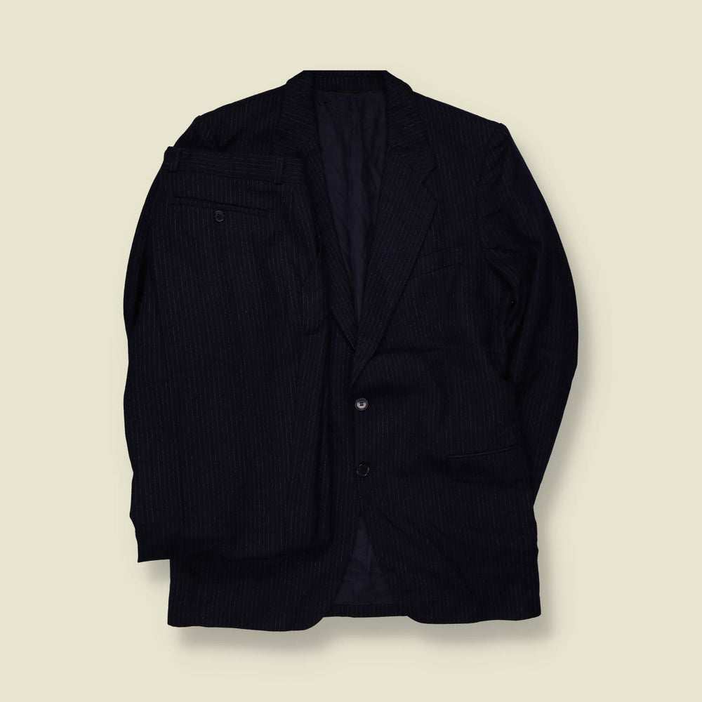 1970s | Two-Button Suit | Navy Pinstripe - M