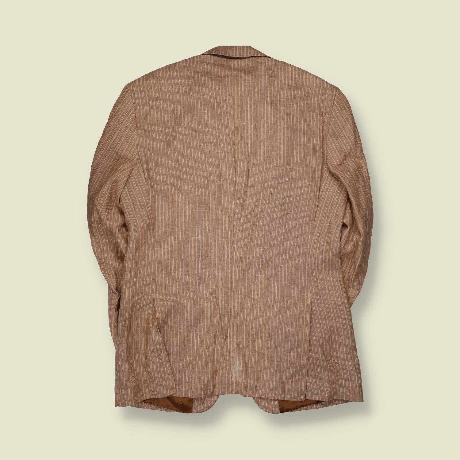 1990s | Three-Button Suit | Tan Pinstripe - S