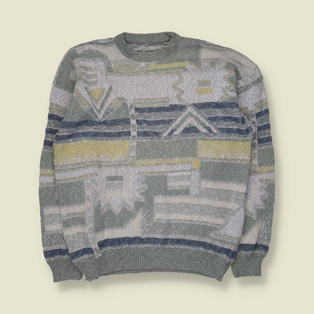 1980s | Knit Jumper | Grey Multicolour - XXL