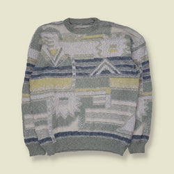 1980s | Knit Jumper | Grey Multicolour - XXL
