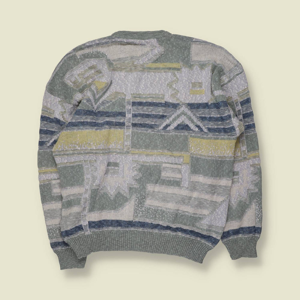 1980s | Knit Jumper | Grey Multicolour - XXL