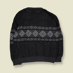 1980s | Knit Jumper | Black Grey - 3XL