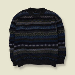 1980s | Bogner | Knit Jumper | Navy Multicolour - XXL