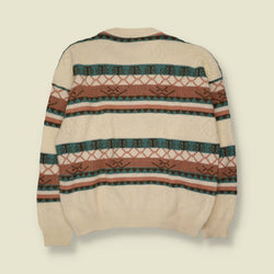 1980s | Knit Jumper | Cream Multicolour - L