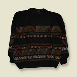1980s | Knit Jumper | Black Multicolour - 3XL