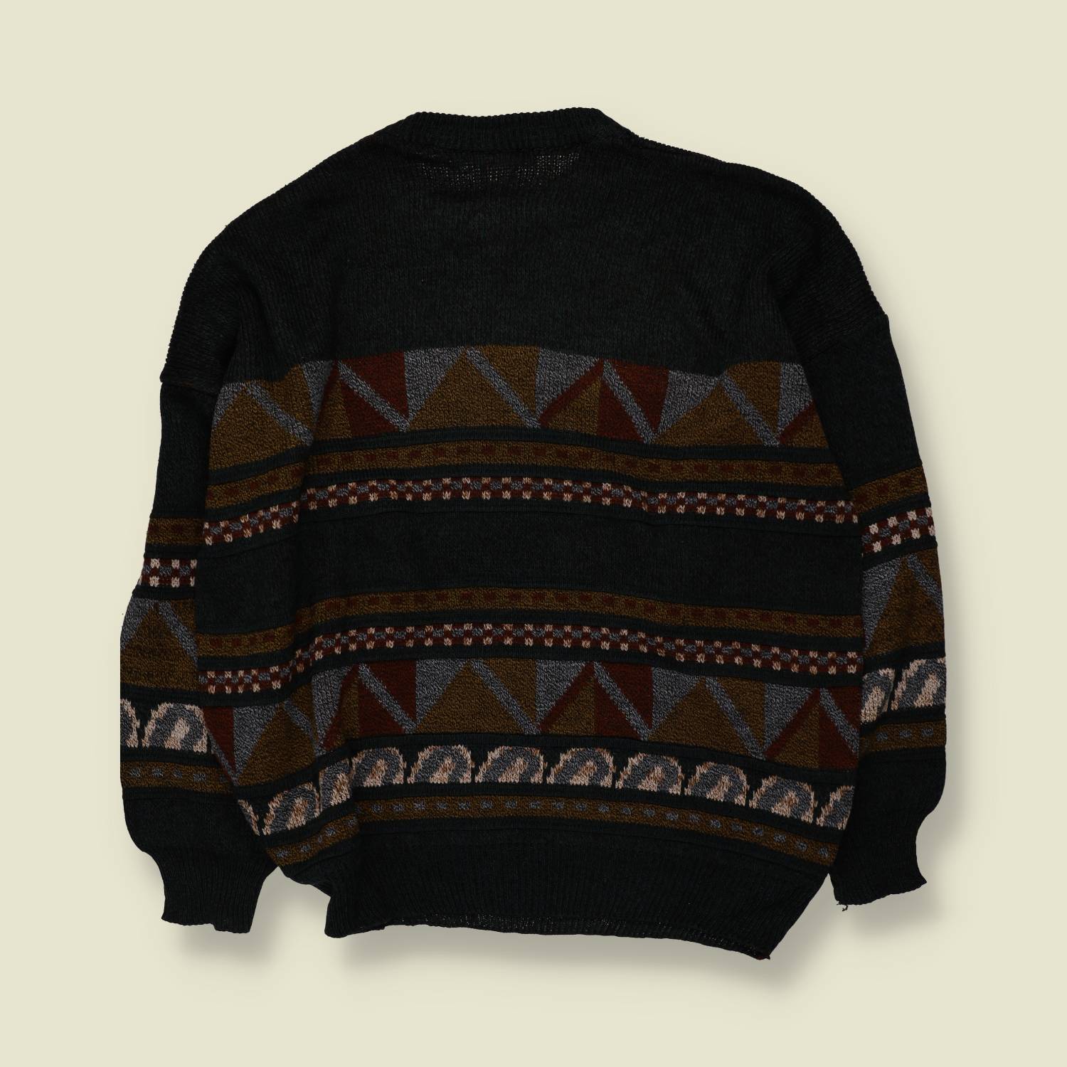 1980s | Knit Jumper | Black Multicolour - 3XL