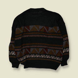 1980s | Knit Jumper | Black Multicolour - 3XL