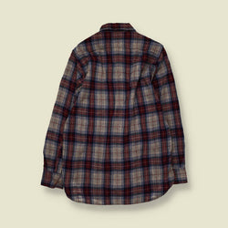 1980s | Woolrich | Flannel Shirt | Grey Navy Burgundy Check - S