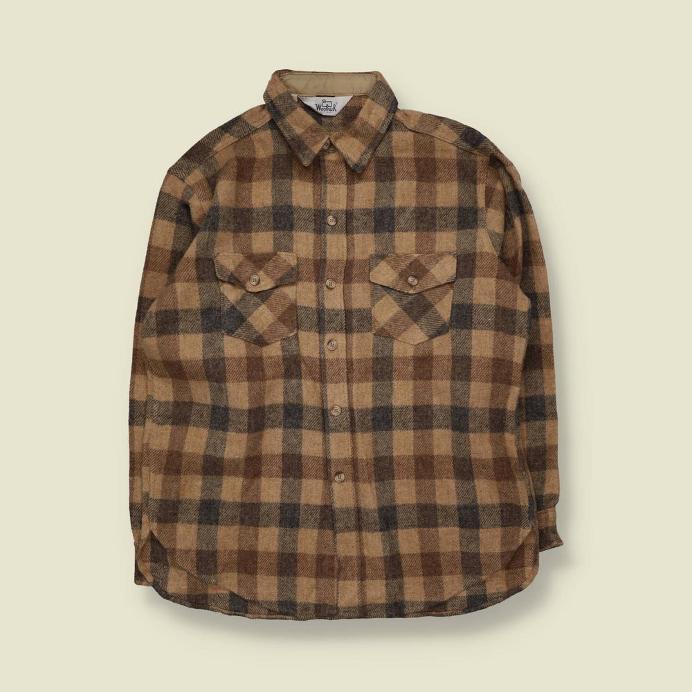 1970s | Woolrich | Flannel Shirt | Tan Brown Check - XXL