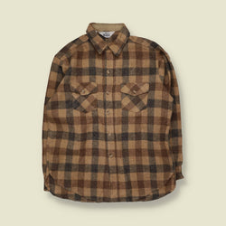 1970s | Woolrich | Flannel Shirt | Tan Brown Check - XXL
