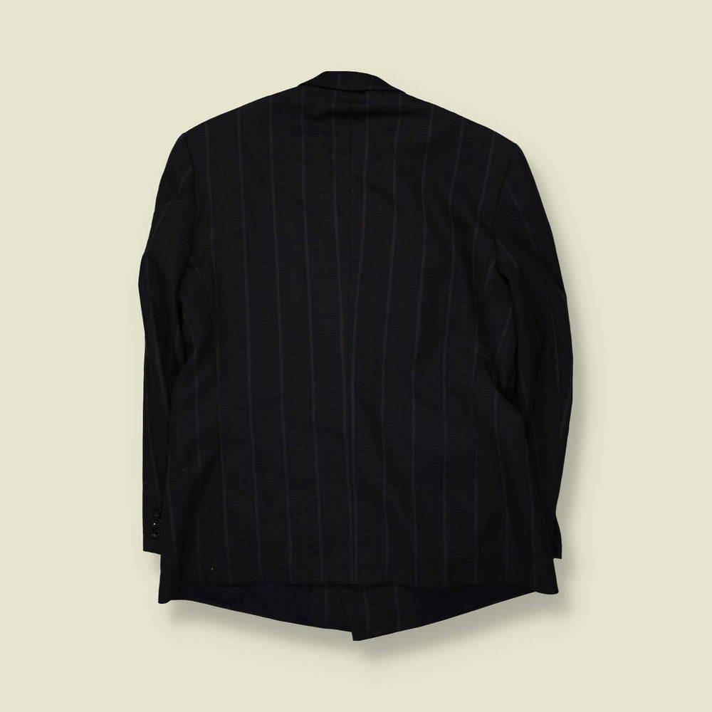 1980s | Three-Button Suit | Grey Pinstripe - M