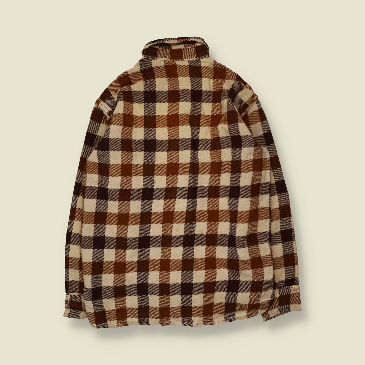 1970s | Woolrich | Flannel Shirt | Brown Cream Check - L