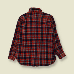 1970s | JC Penney | Flannel Shirt | Red Navy Grey Check - XXS