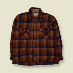 1970s | Gimbels | Wool Shirt | Brown Navy Check - M