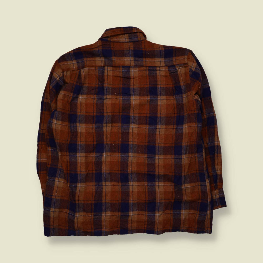 1970s | Gimbels | Wool Shirt | Brown Navy Check - M