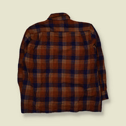 1970s | Gimbels | Wool Shirt | Brown Navy Check - M