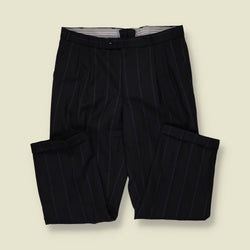 1980s | Three-Button Suit | Grey Pinstripe - M