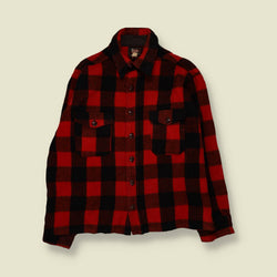 1950s | Woolrich | Mackinaw Shirt | Red Black Buffalo Check - XL