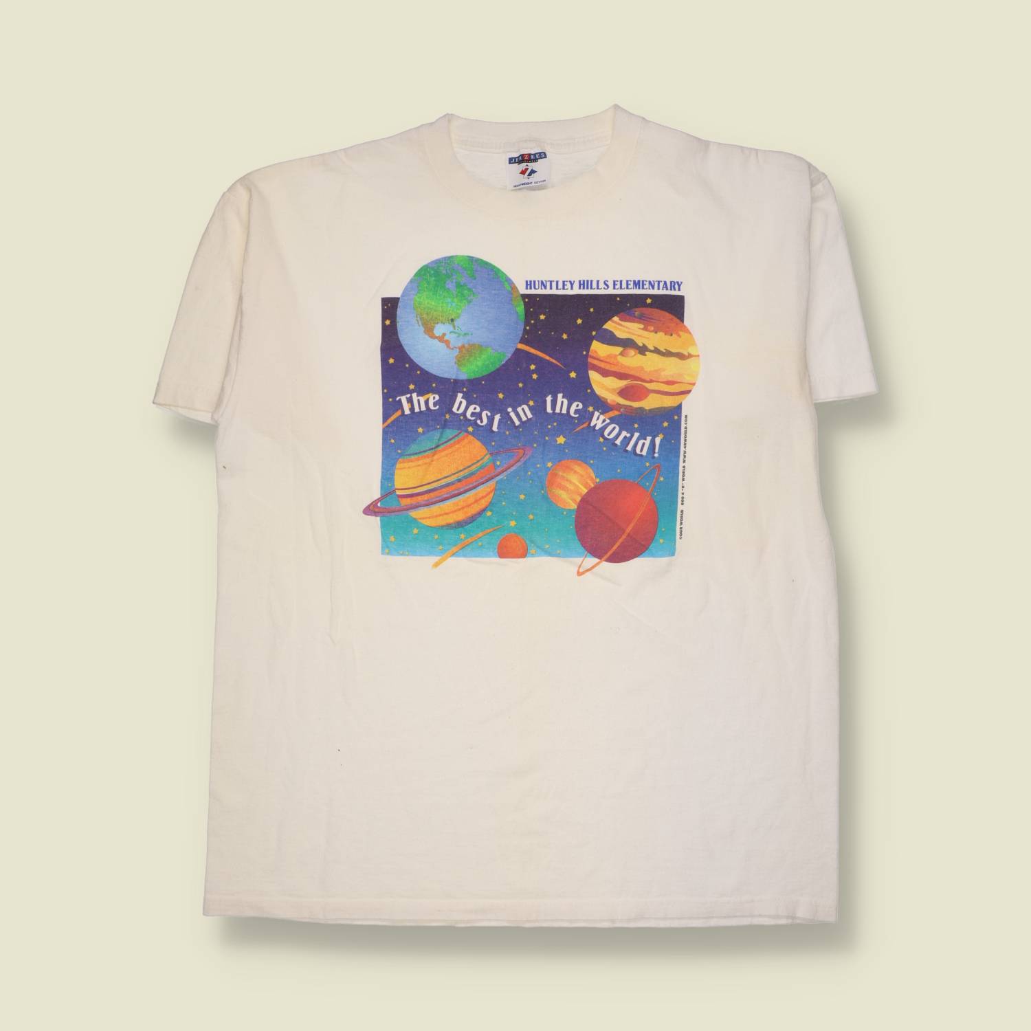 1990s | Jerzees | Huntley Hills Elementary T-Shirt | White - L