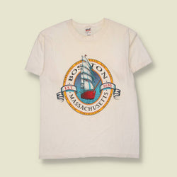 1990s | Anvil | Boston Massachusetts T-Shirt | White - XS